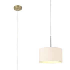 DK0200  Baymont 30cm Pendant 1 Light Antique Brass, Nude Beige/Moonlight